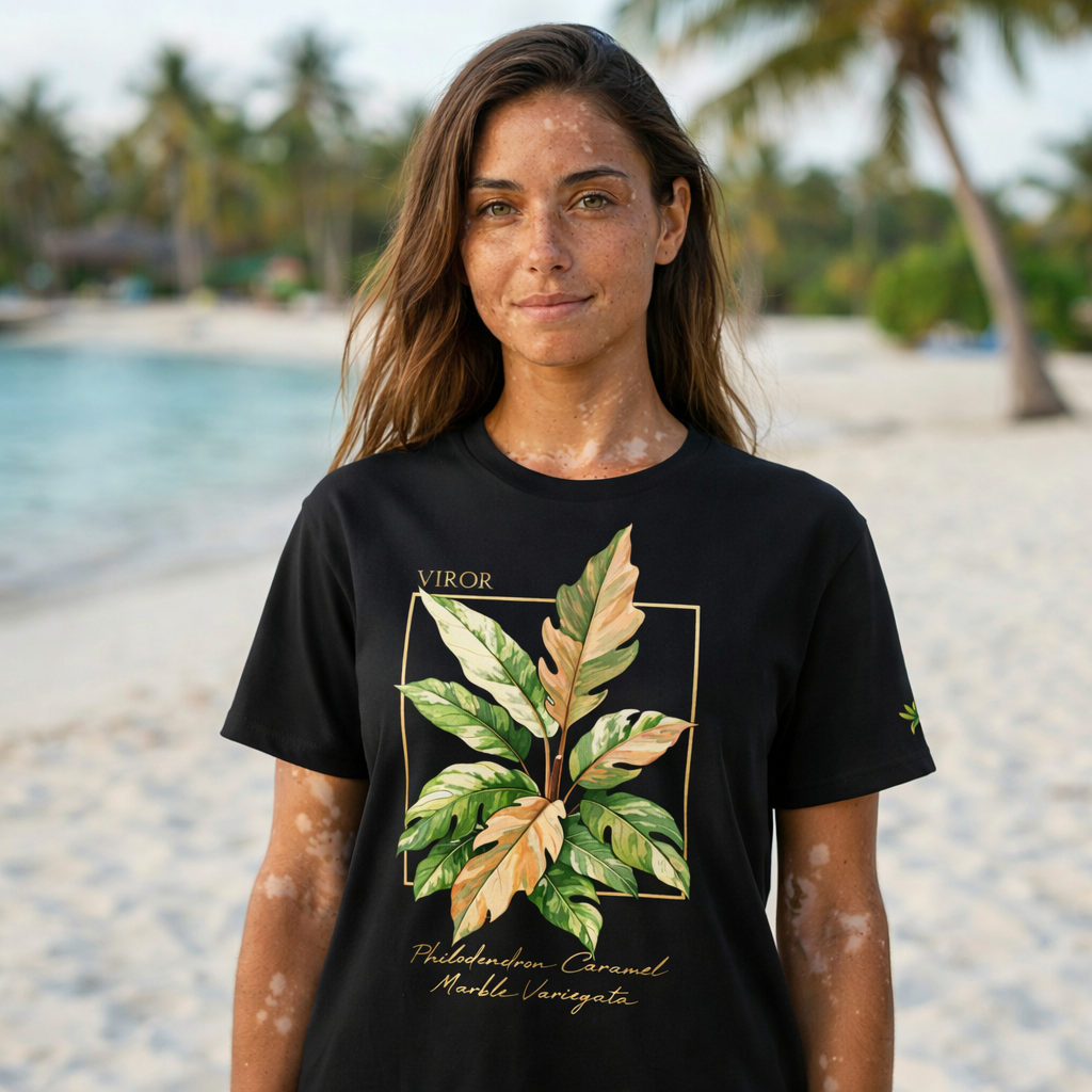 T-shirt "Philodendron Caramel Marble Variegata" – Coton Bio & Art Botanique