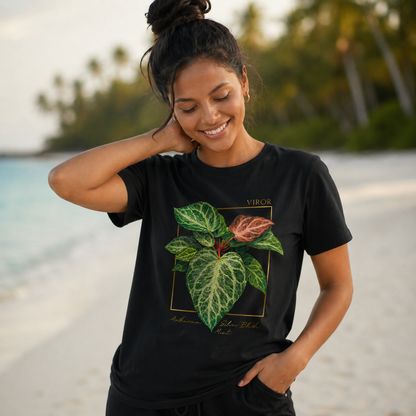 T-shirt "Anthurium Silver Blush Mint" – Coton Bio & Art Botanique