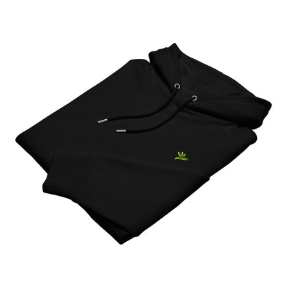 Hoodie noir en coton bio avec illustration de plante rare monstera obliqua peru par Viror