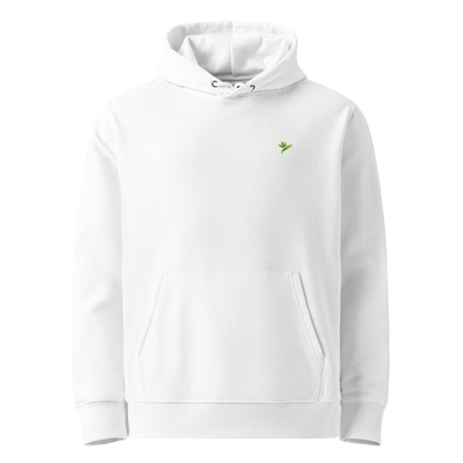 Hoodie blanc en coton bio avec illustration de plante rare monstera obliqua peru par Viror