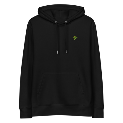 Hoodie noir de face en coton bio avec illustration de plante rare Monstera thai constellation par Viror