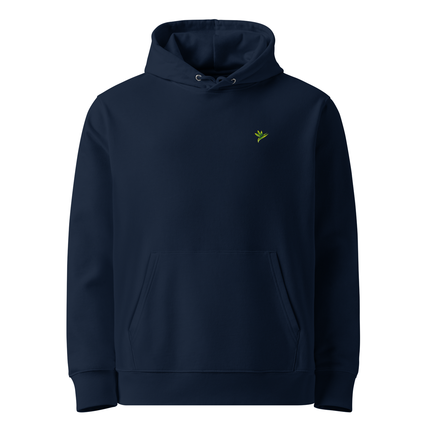 Hoodie bleu marine en coton bio avec illustration de plante rare Rhaphidophora Tetrasperma Variegata par Viror.