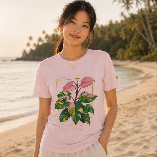 T-shirt "Philodendron Pink Princess" – Coton Bio & Art Botanique
